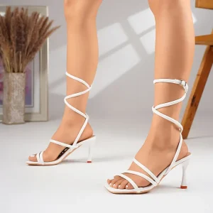 Pointed Toe High-Heeled Sandals with Extra-Long Crisscross Lacing - Stiletto Heel