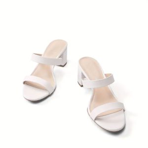 Elegant Chunky Heel Sandals - Two-Strap Open Toe