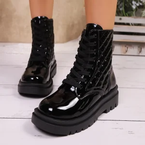 2026 Autumn and Winter Fashion High Quality Lace Up Women’s Boots High Heel Office and Career New Round Toe Short Ankle Boots