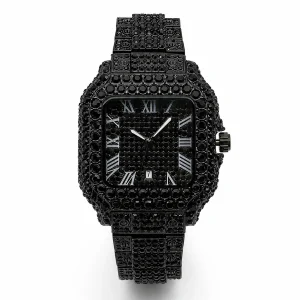 Black Diamond Watch For Men Iced Out Square Men's Quartz Watches