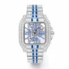 Men's Blue Watches Sport Luxury Style Quartz Watches For Man Iced Rectangular Diamond Unique Square Hand Clock